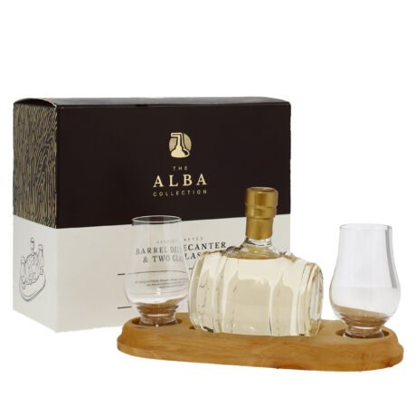 Stylish Gin Barrel Decanter with 2 Glasses